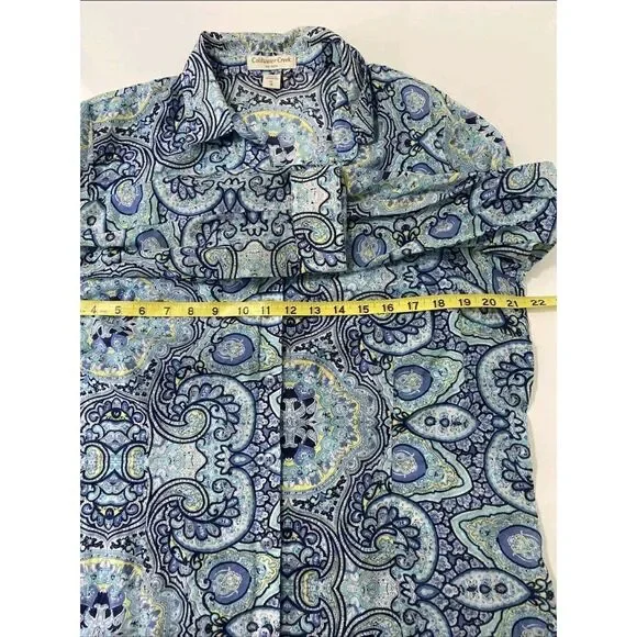 Coldwater Creek Women's Non-Iron Paisley Button Front Long Sleeve Blouse Sz XL - Picture 7 of 8